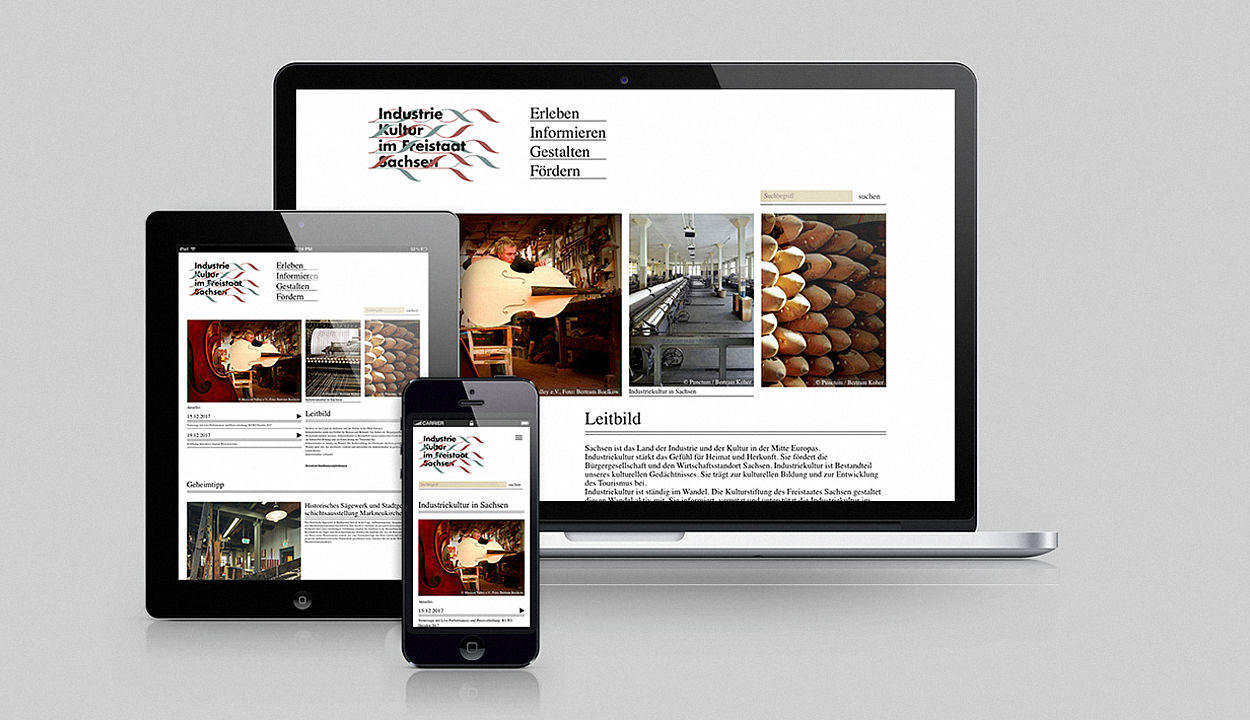 Konzept, Design und Programmierung der Website »Industriekultur in Sachsen«